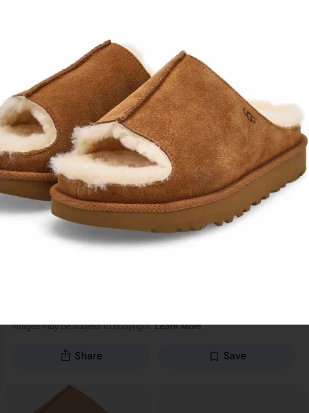 UGG Chestnut Suede Slide with Cream Shearling new w/o tags